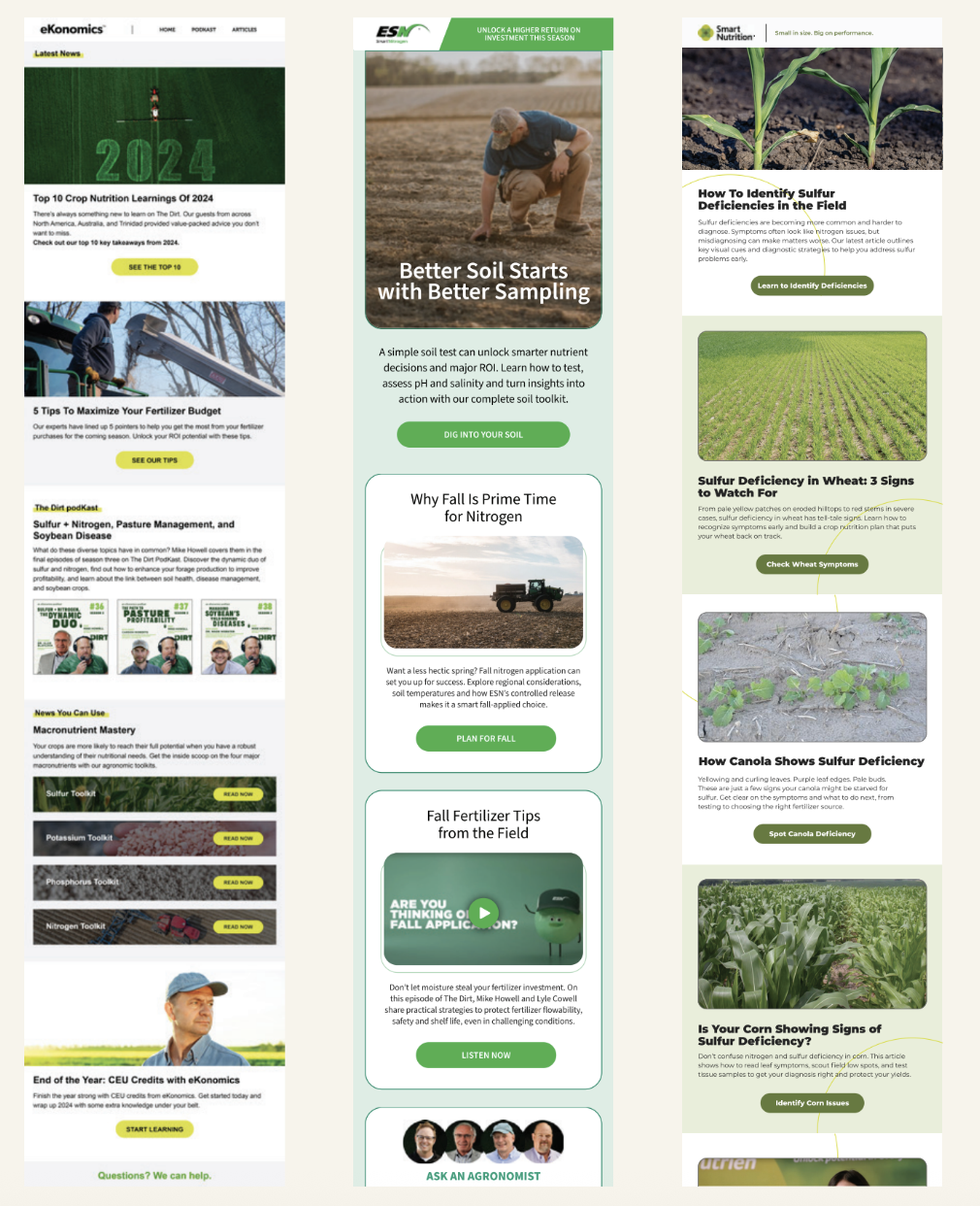 Automated Marketing – Ekonomics, ESN, Smart Nutrition MAP+MST, The Dirt Quarterly - suppport
